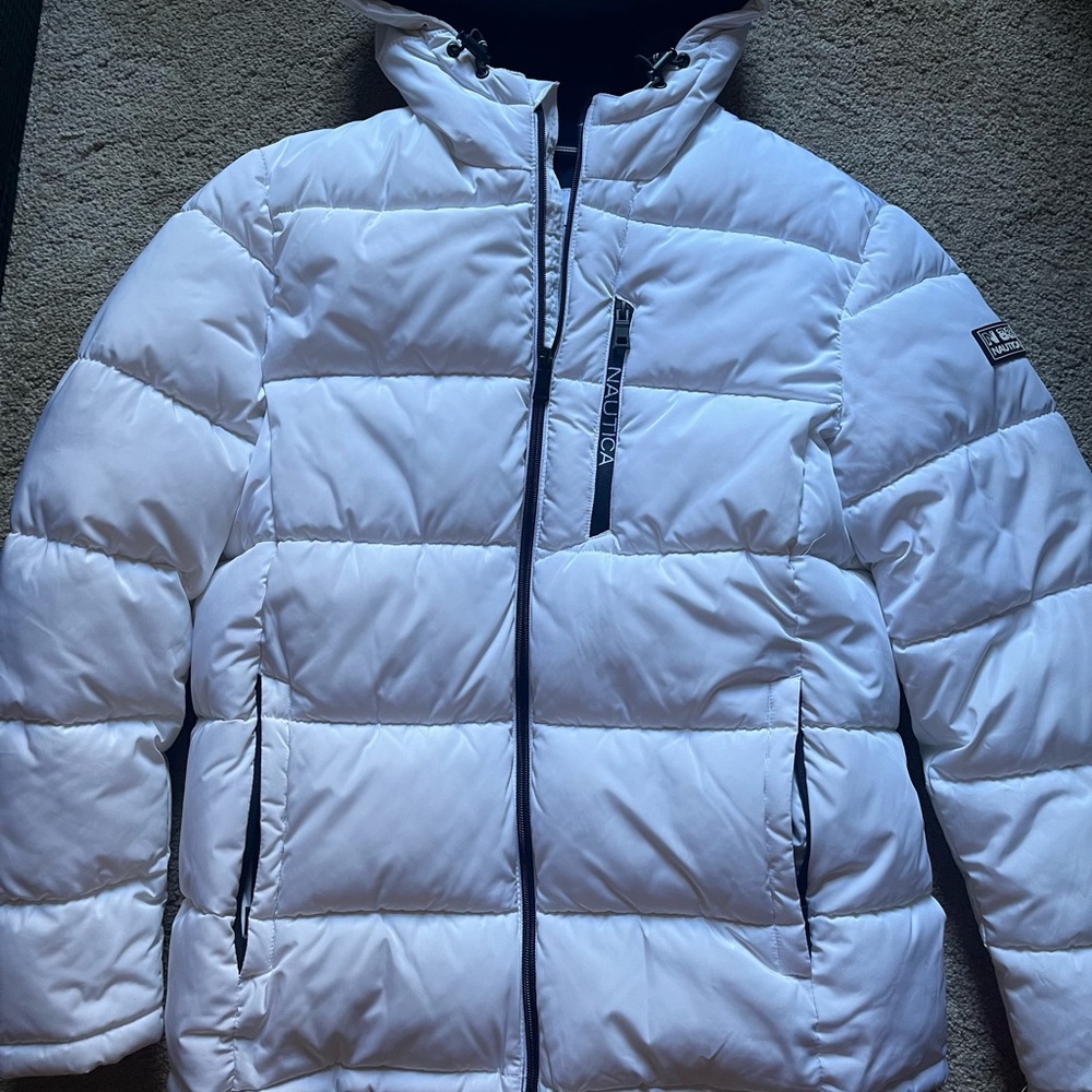 Nautica Mens White Puffer Jacket Size Small